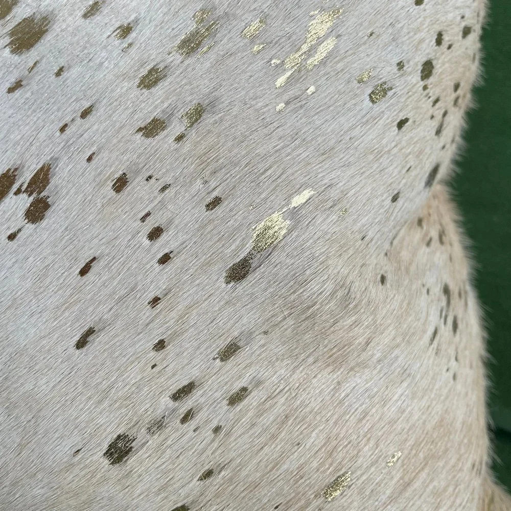 Jonathan Adler Gold Metallic / Cream Cowhide Throw Pillow